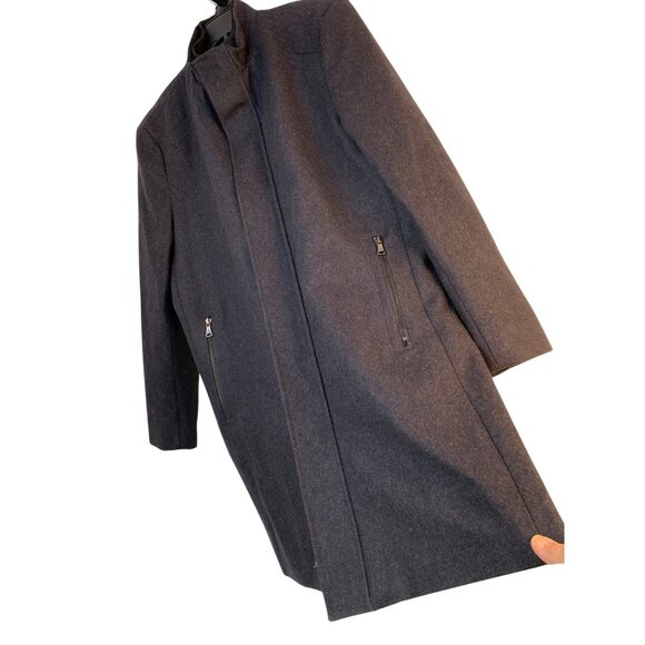 Mens INC International Concepts Wool Over Coat Charcoal Size L RBB10719 EUC - Picture 1 of 14